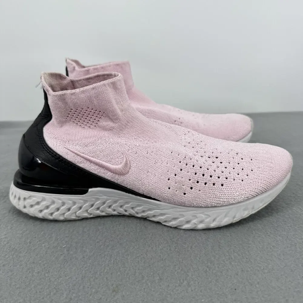 Nike Rise React Flyknit Pink Foam Black Womens Size 8 AV5553-660 Sock Shoes